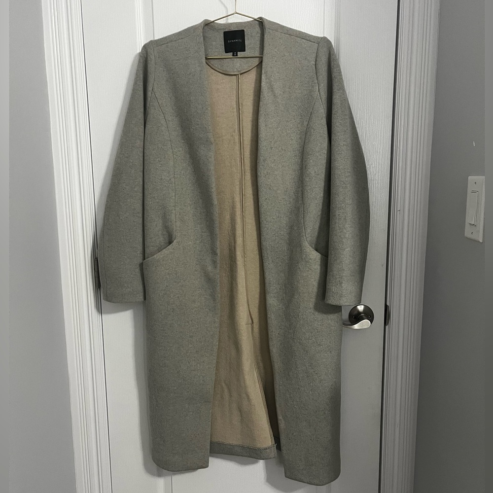 Dynamite Gray and Tan Open Front Coat